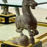 Old brass and gilded bronze table horses design from the 70s vintage Horses