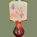 ACCOLAY lamp, ceramic base and Japanese paper lampshade with floral decoration
