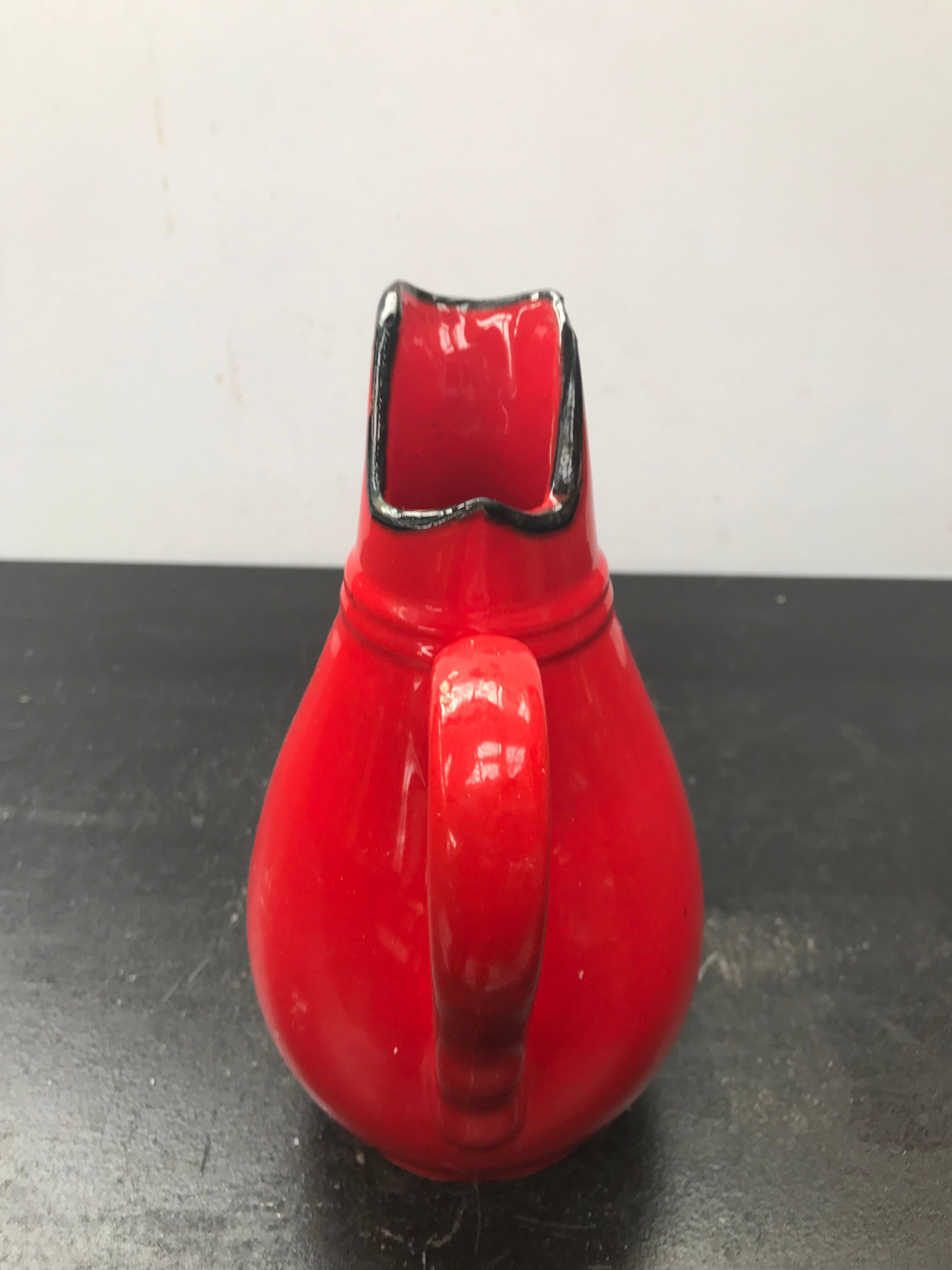 Old red ceramics pitcher vintage 70s