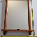 Vintage wall mirror in light pine, “Les Arcs” style, 48 x 68 cm