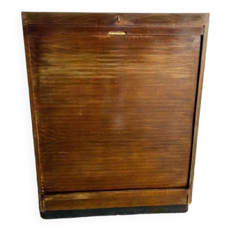 Vintage wooden compartment cabinet with rolling shutter