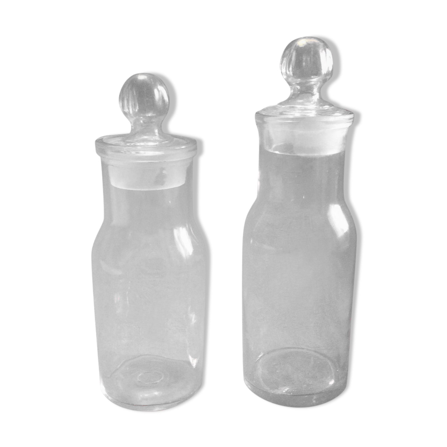 Set 2 old vintage kitchen glass jars