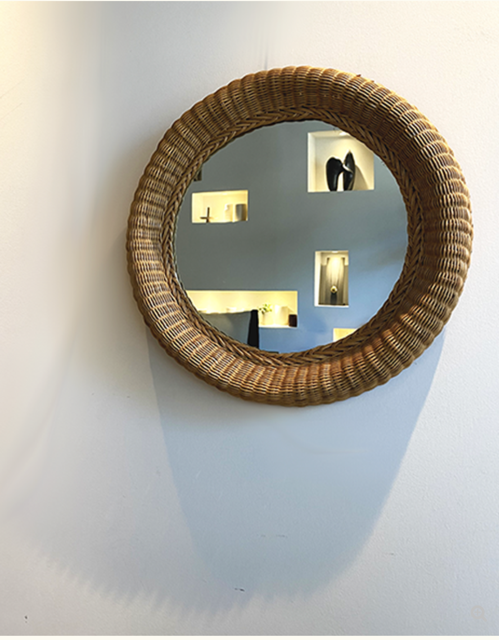 Miroir rond en rotin