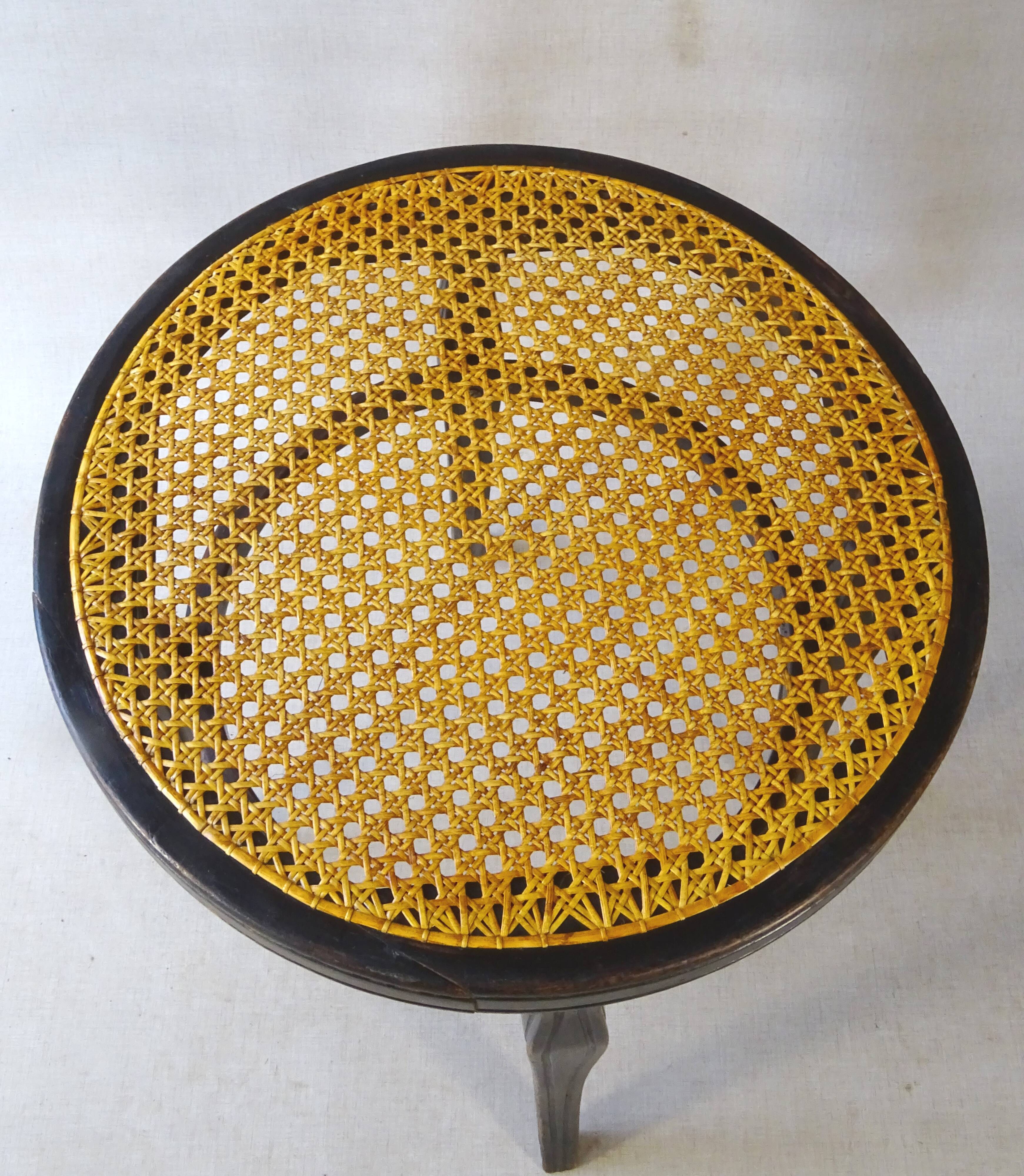 Pair of Thonet stools out of catalogue, circa 1890, new canework