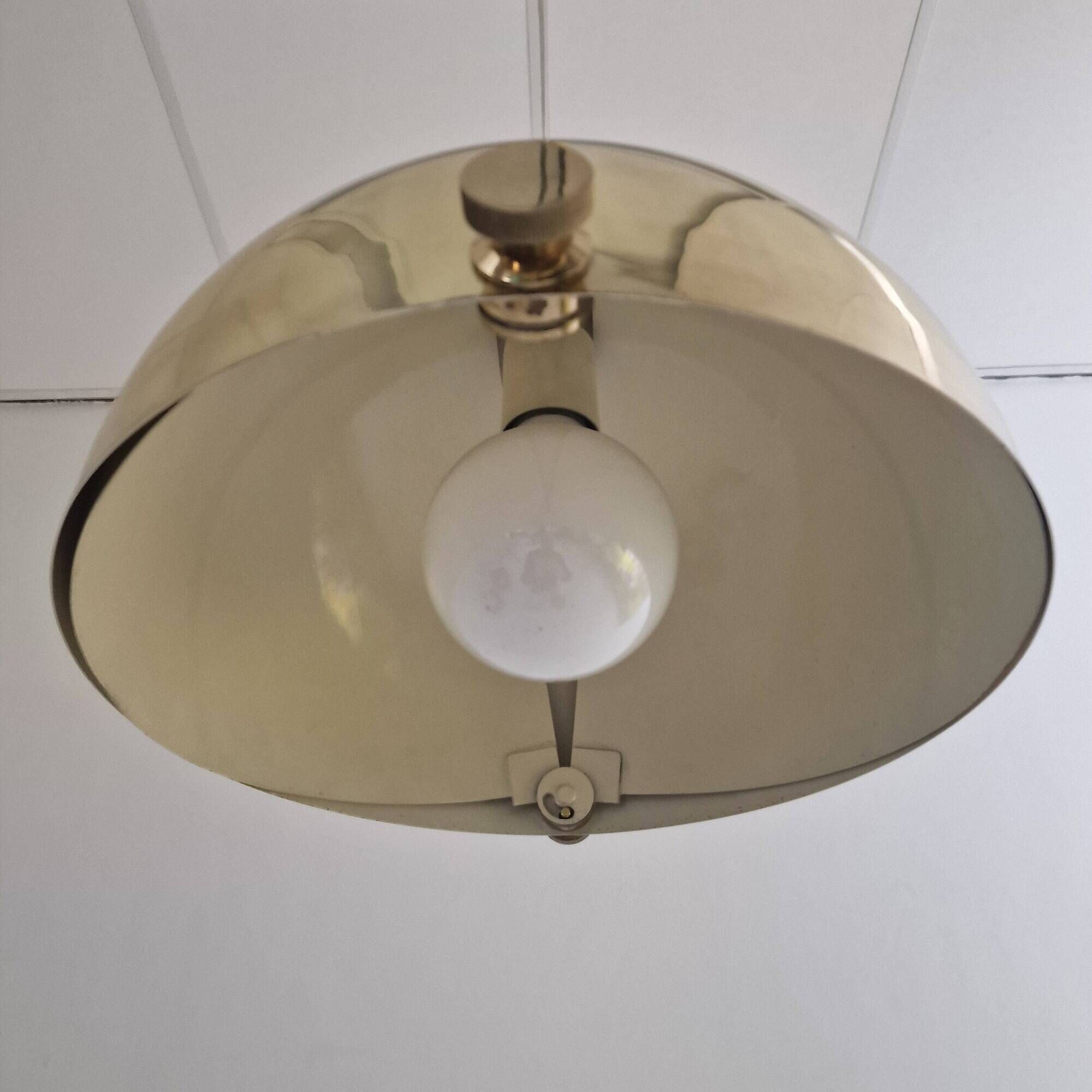Adjustable Brass "Dome" Pendant Light by Vereinigte Werkstätten München 60s