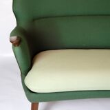 Sofa Model 220 With Legs In Rosewood & Green Fabric By Kurt Olsen From 1960