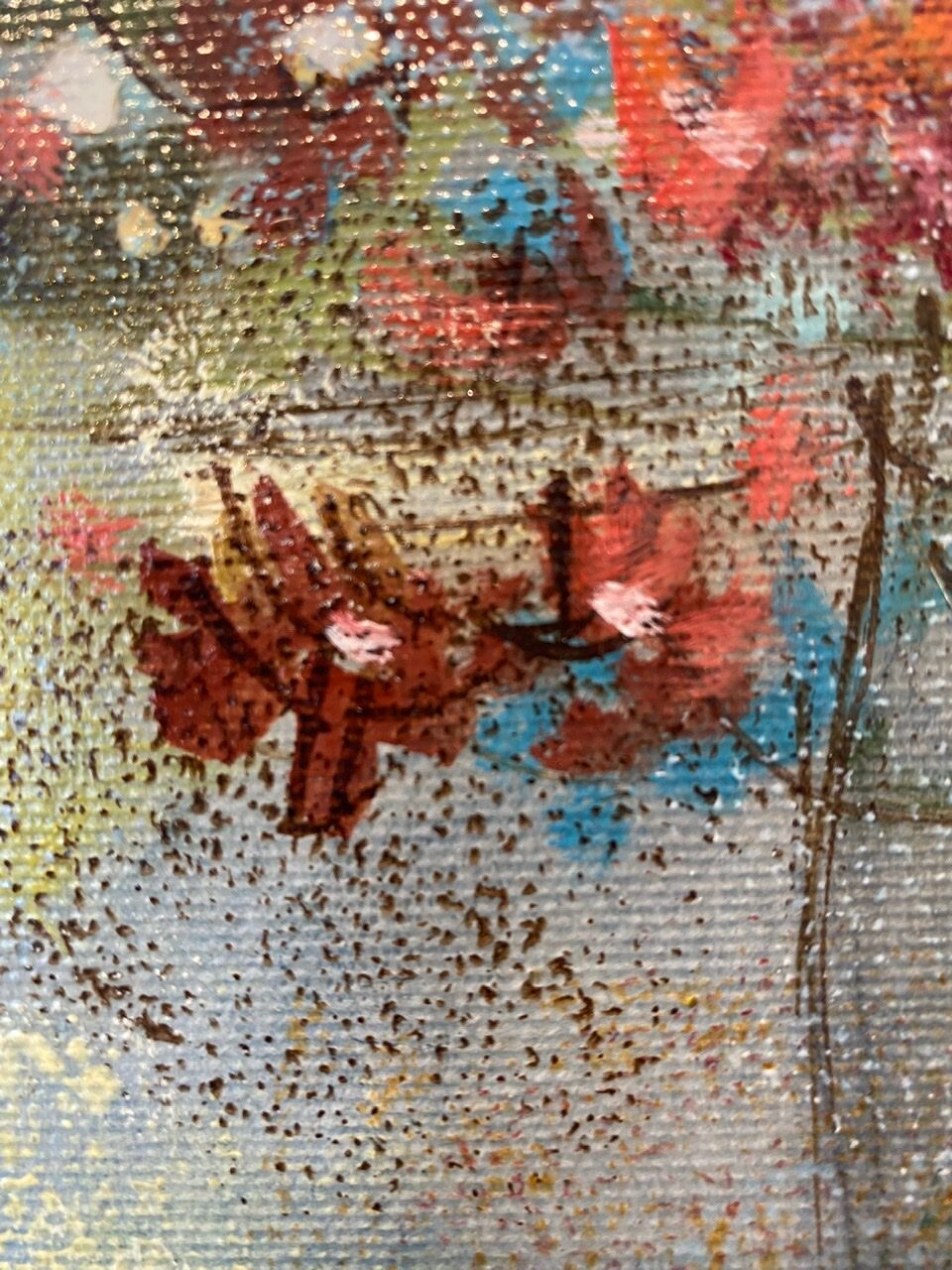 Old painting, still life with wild flowers signed Massard XX century