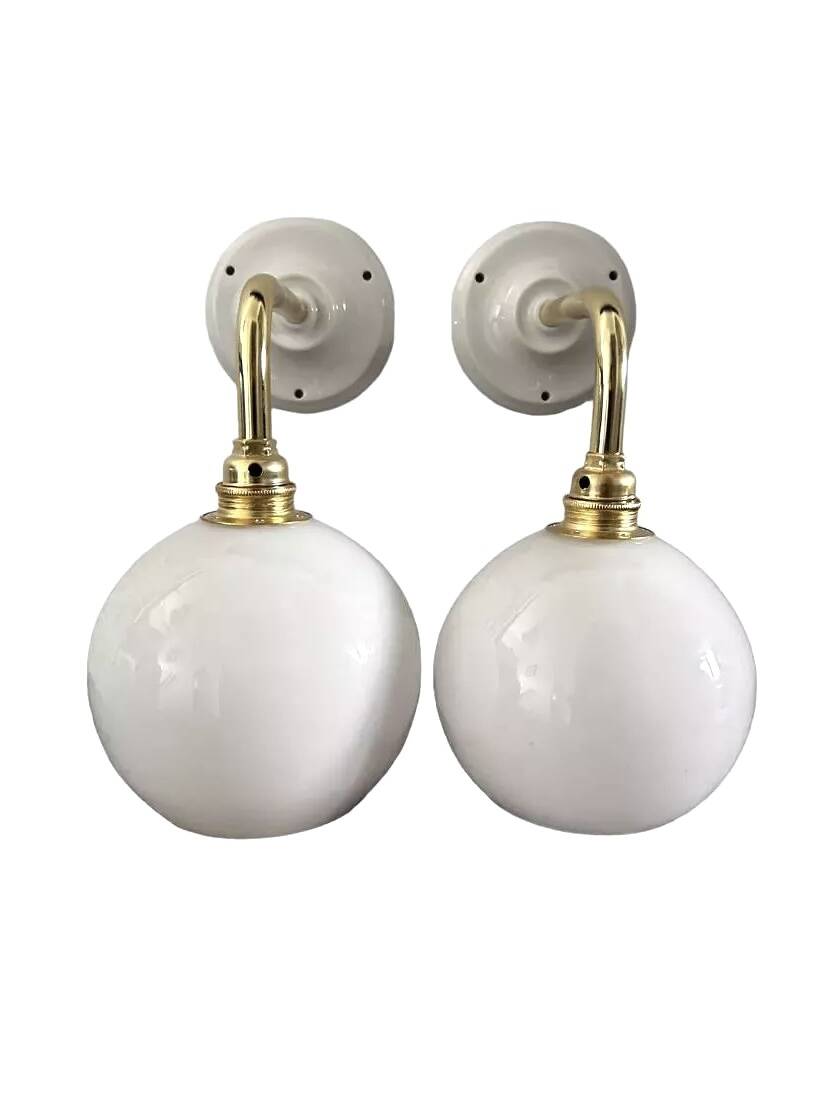 Pair of white opaline sconces