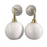 Pair of white opaline sconces