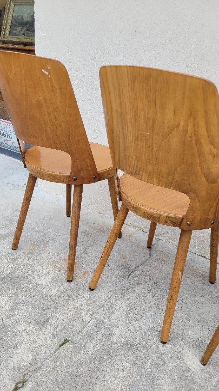 Series of 4 Baumann bistro chairs model Mondor 1950 vintage