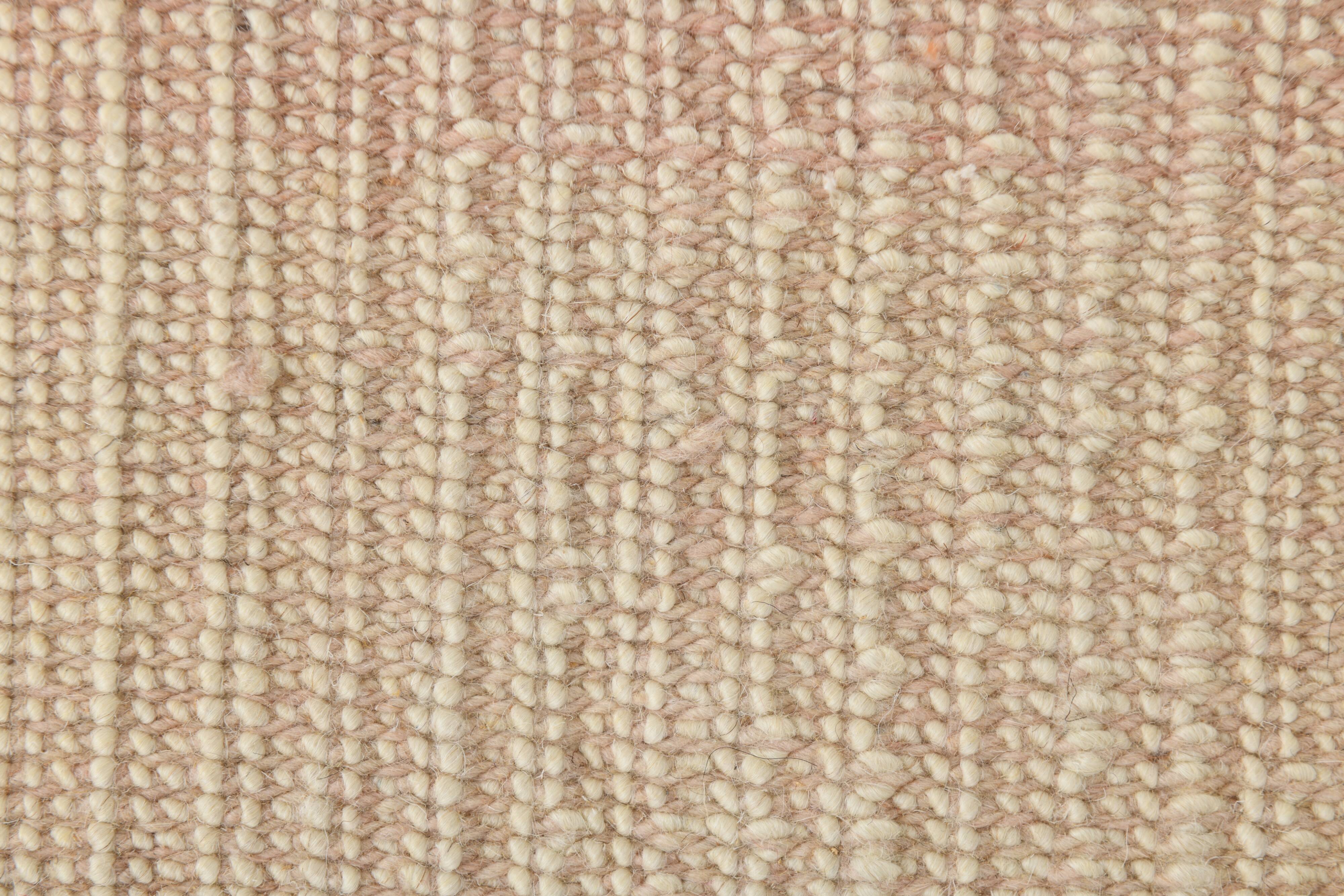 7x10 Light Pink Handmade Wool Jute Kilim Rug, 224x325Cm
