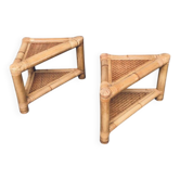 Handcrafted Bamboo Corner Table Set, 1970s, Set of 2