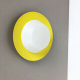 Metal opaline glass wall light, yellow, Italy, 1960s