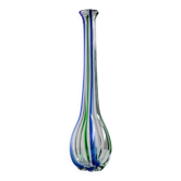 Vase vintage XL en verre de Murano par Archimede Seguso, en verre clair avec des détails bleu-vert, en forme de citrouille, Italie années 1970.