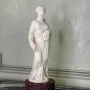 Alabaster sculpture, lady with a mask in the antique style, 19th century