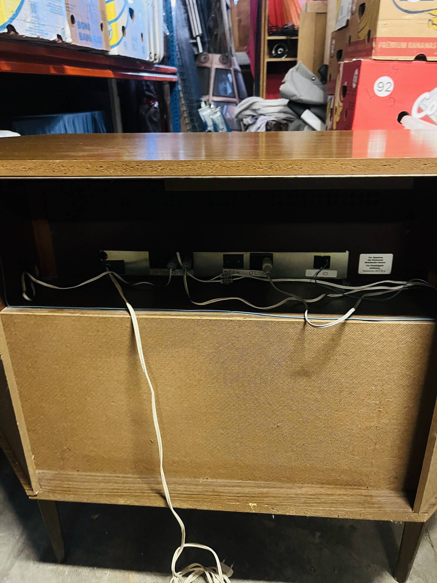 Functional hi-fi furniture with radio and turntable.