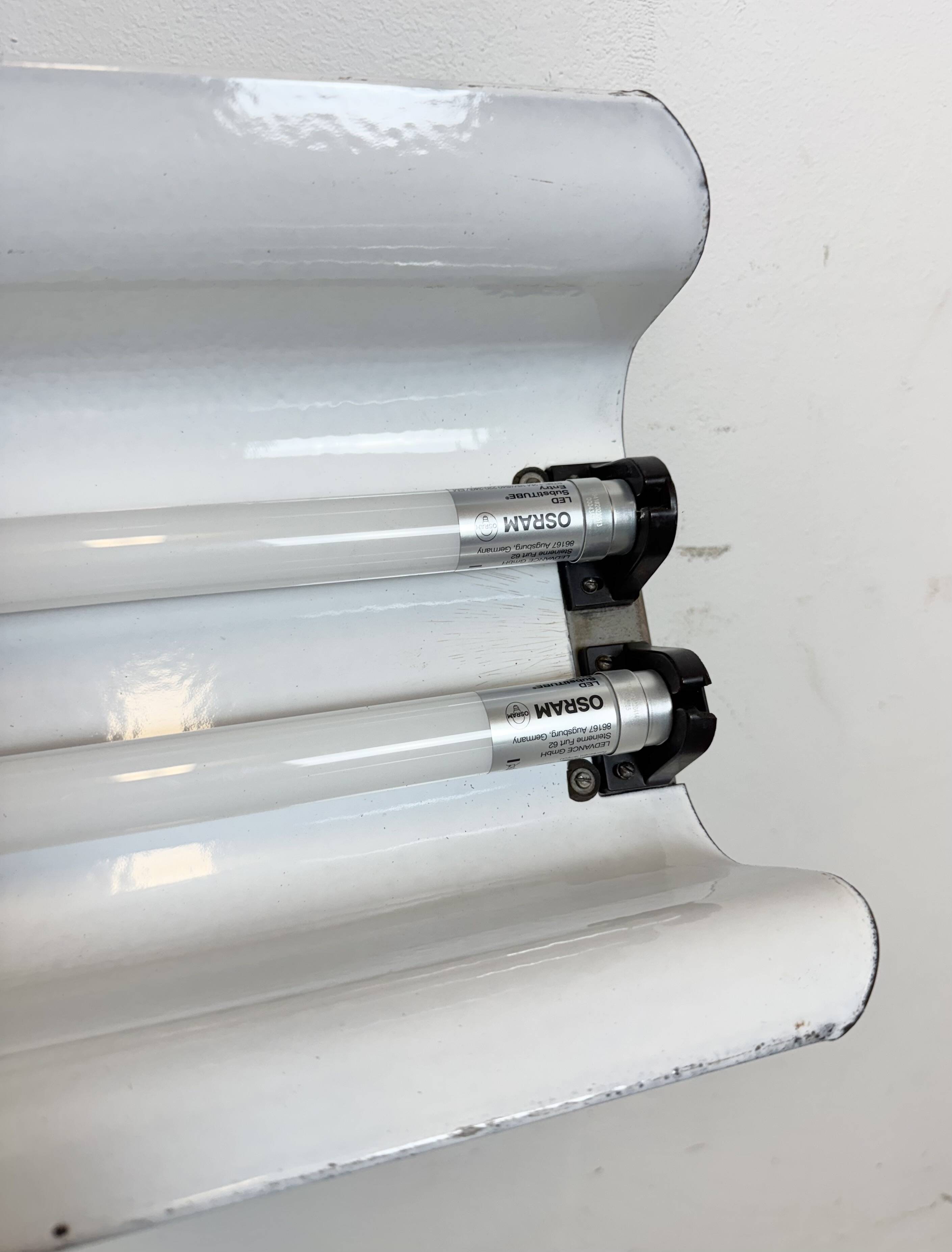 Grey Enamel Industrial Hanging Tube Light, 1960s