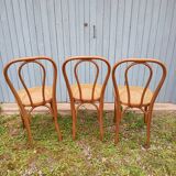 3 chaises de bistrot anciennes avec cannage