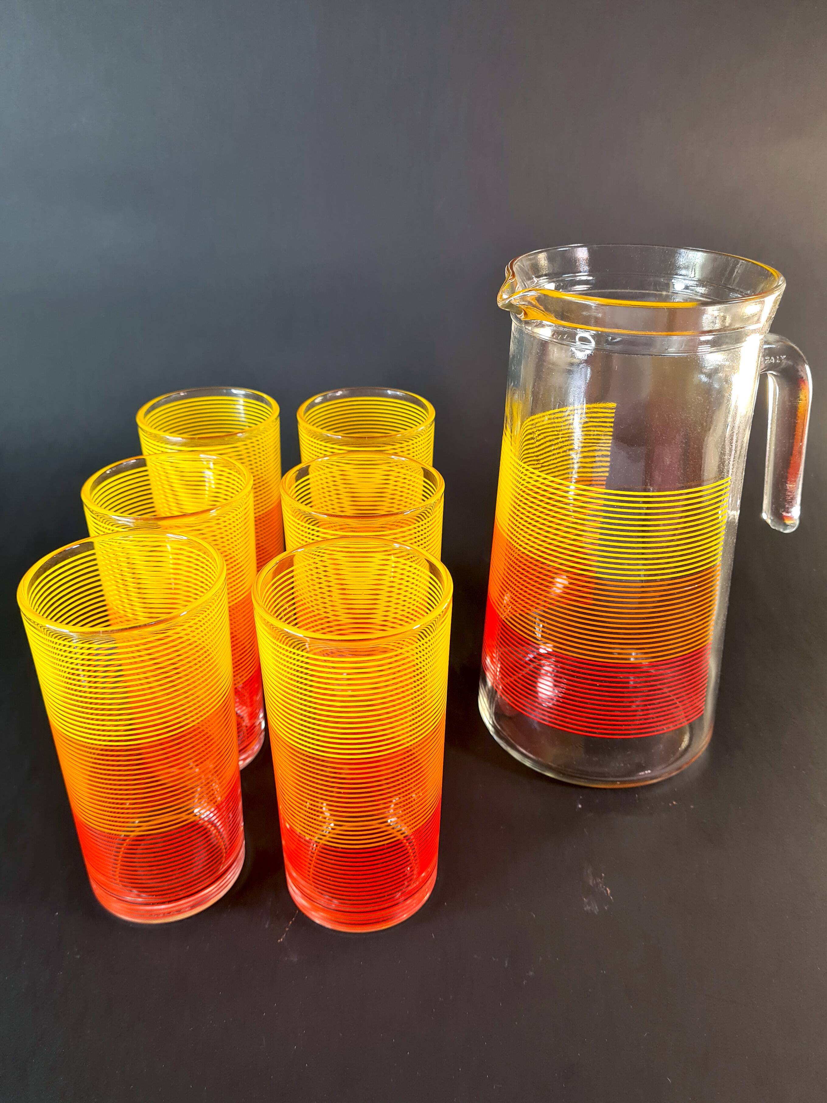 Service à orangeade vintage "Coucher de Soleil Pop"