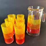 Service à orangeade vintage "Coucher de Soleil Pop"