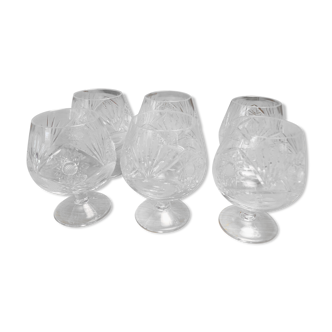 6 saint-louis crystal cognac glasses