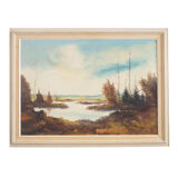 Painting „The Autumn Pond”, Scandinavian design, 1970s