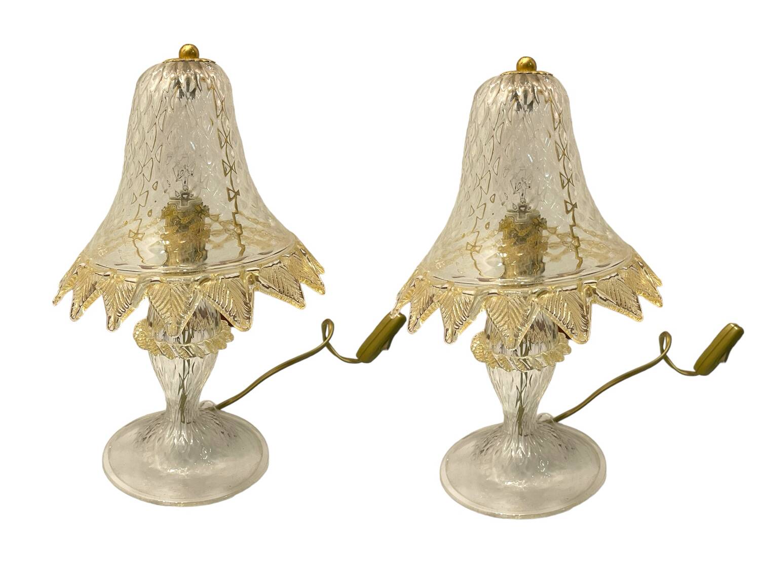 Venetian Murano Glass Table Lamps signed Arte Murano