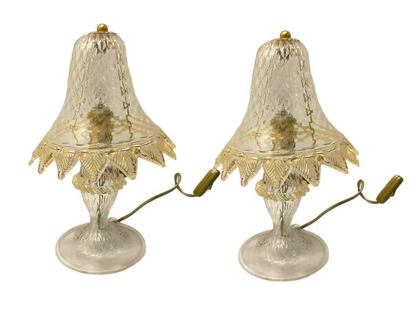 Lampes de table vénitiennes en verre de Murano signées Arte Murano