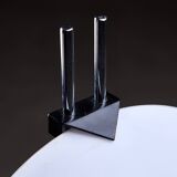 Postmodern Rhombus Shaped Table Lamp with Abstract Blue Stripes on Frosted Murano Glass