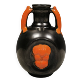 Vase en émail métallique avec détails orange, Upsala Ekeby Suède