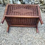 Vintage 70s varnished rattan magazine rack