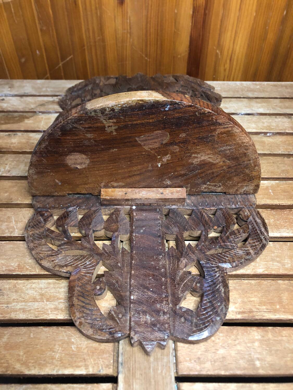 Carved wood shelf vintage birds & flowers decor