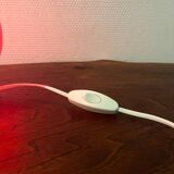 Small opaline globe table lamp with aluminum base