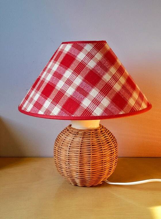 Rattan and ceramic lamp