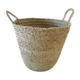 Woven wicker laundry basket
