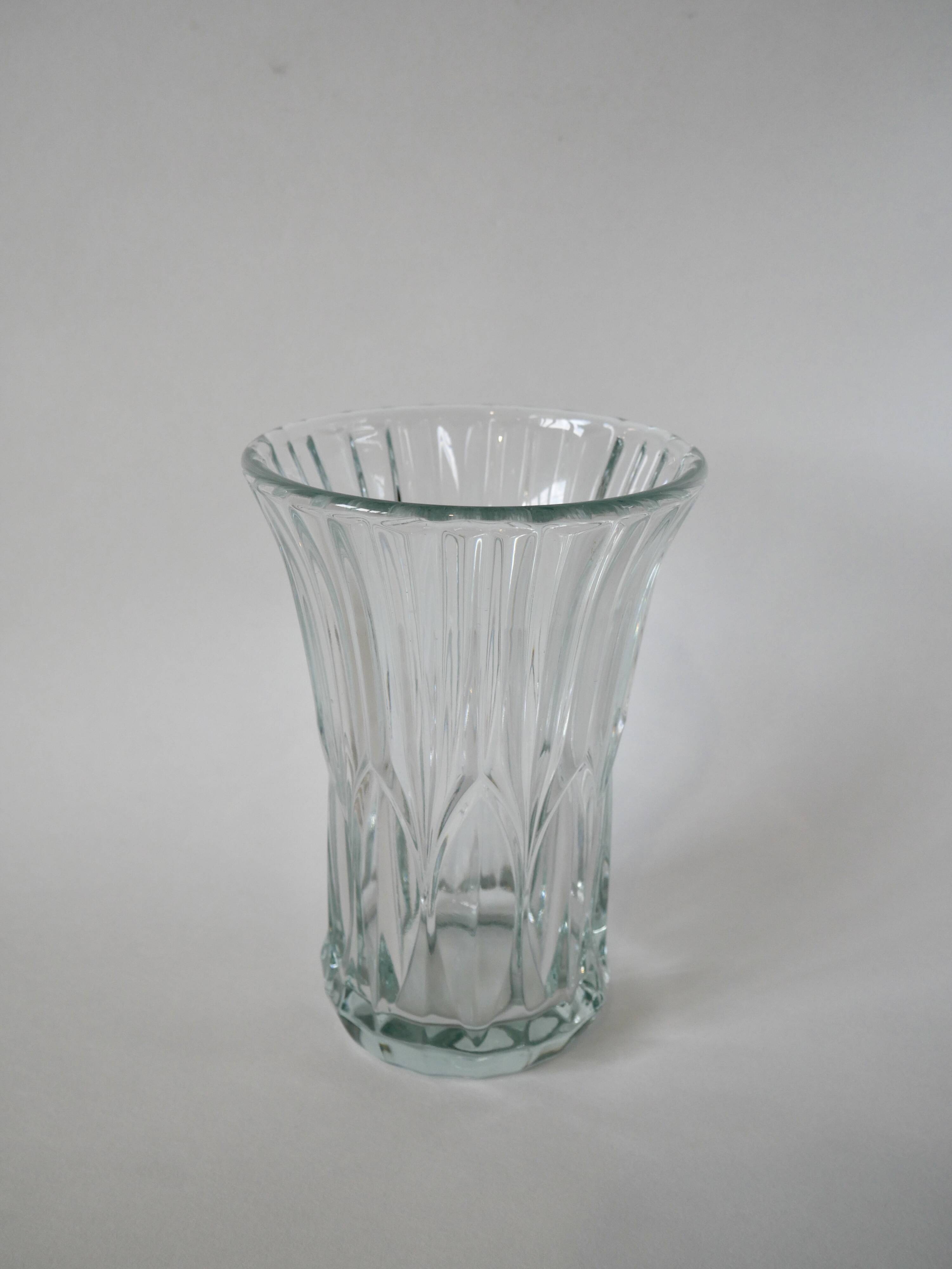 art deco style molded glass vase 1950