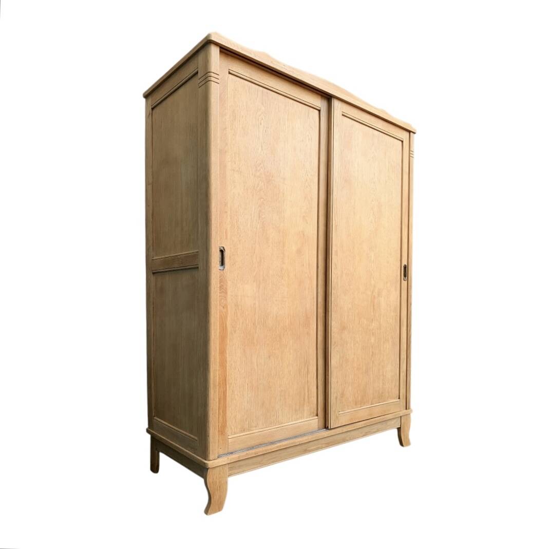Parisian art deco wardrobe sliding doors solid raw oak
