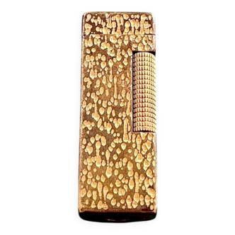 Dunhill Rollagas Hammered Gold Plated Lighter 1970s