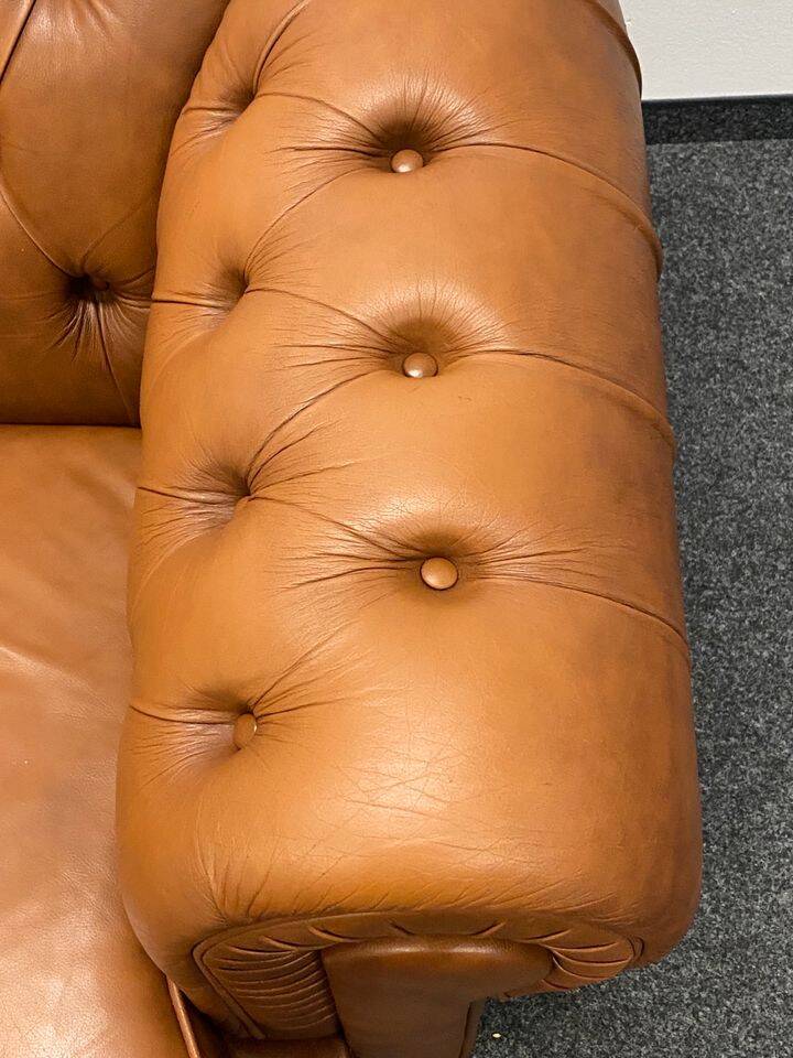 Vintage chesterfield brown leather club chair
