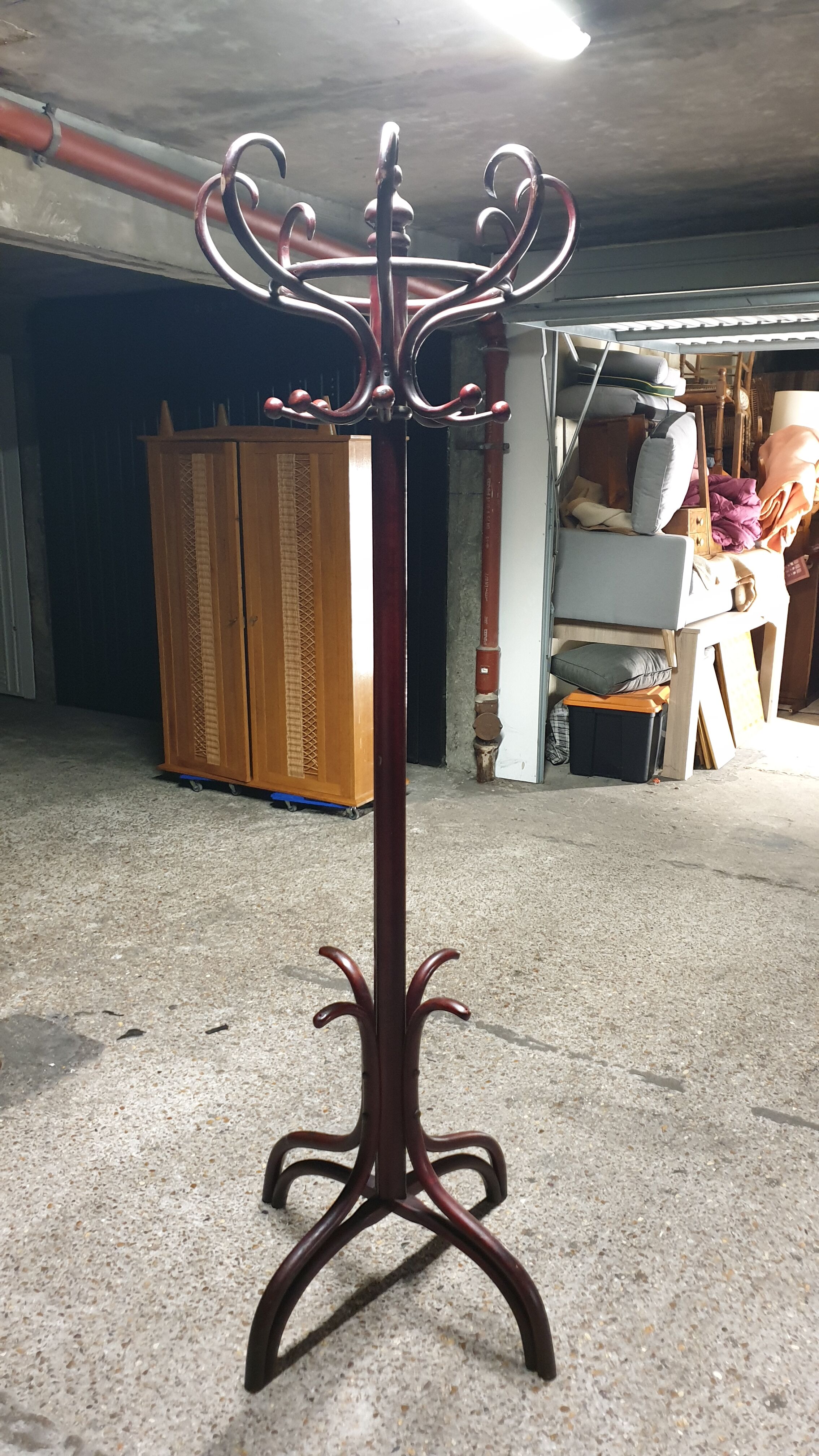 Art Nouveau curved wood coat rack
