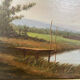 Oil painting of a riverside signed EM