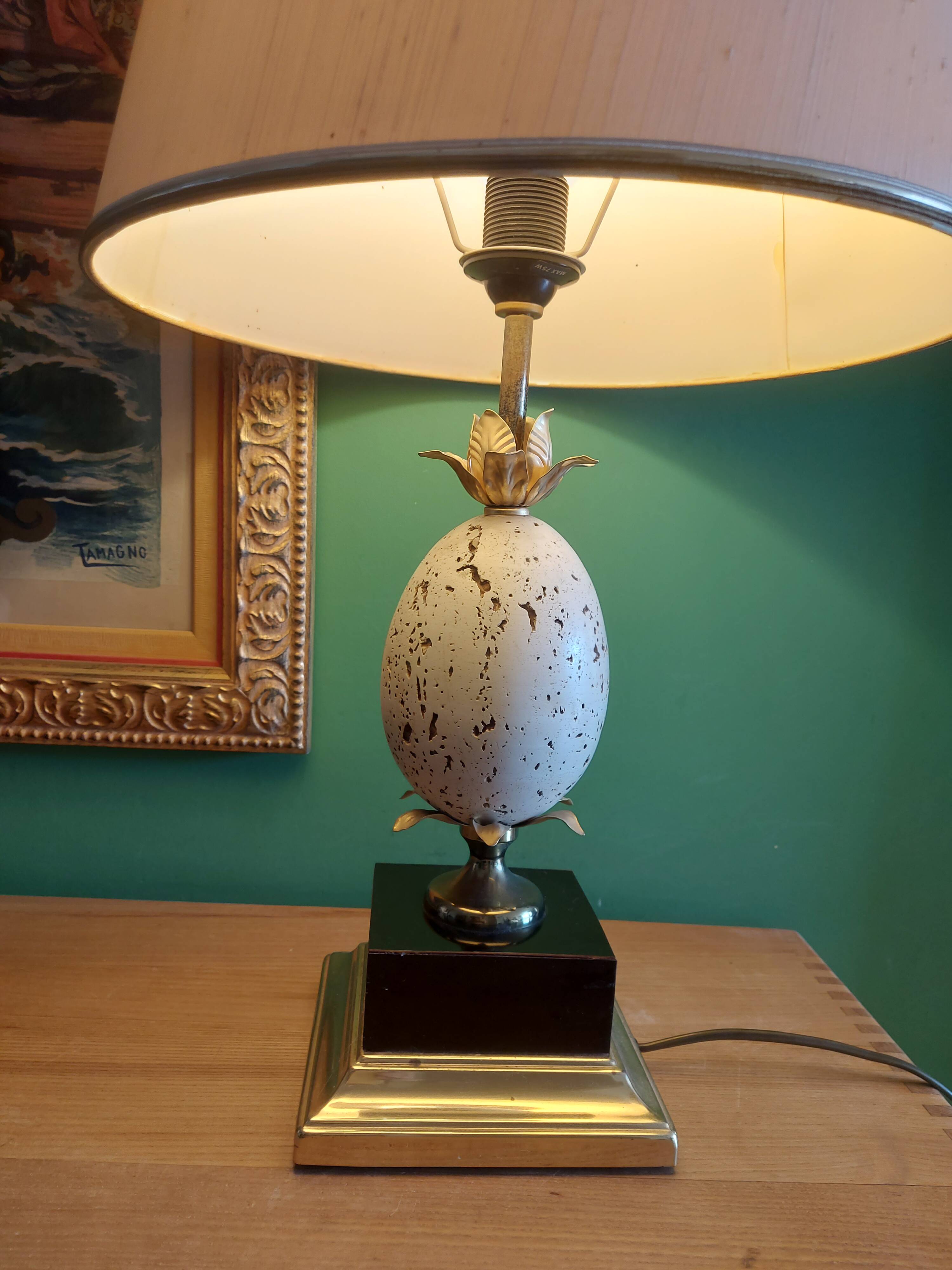 Ostrich egg lamp, Oxford model, Maison Barbier, 70'S