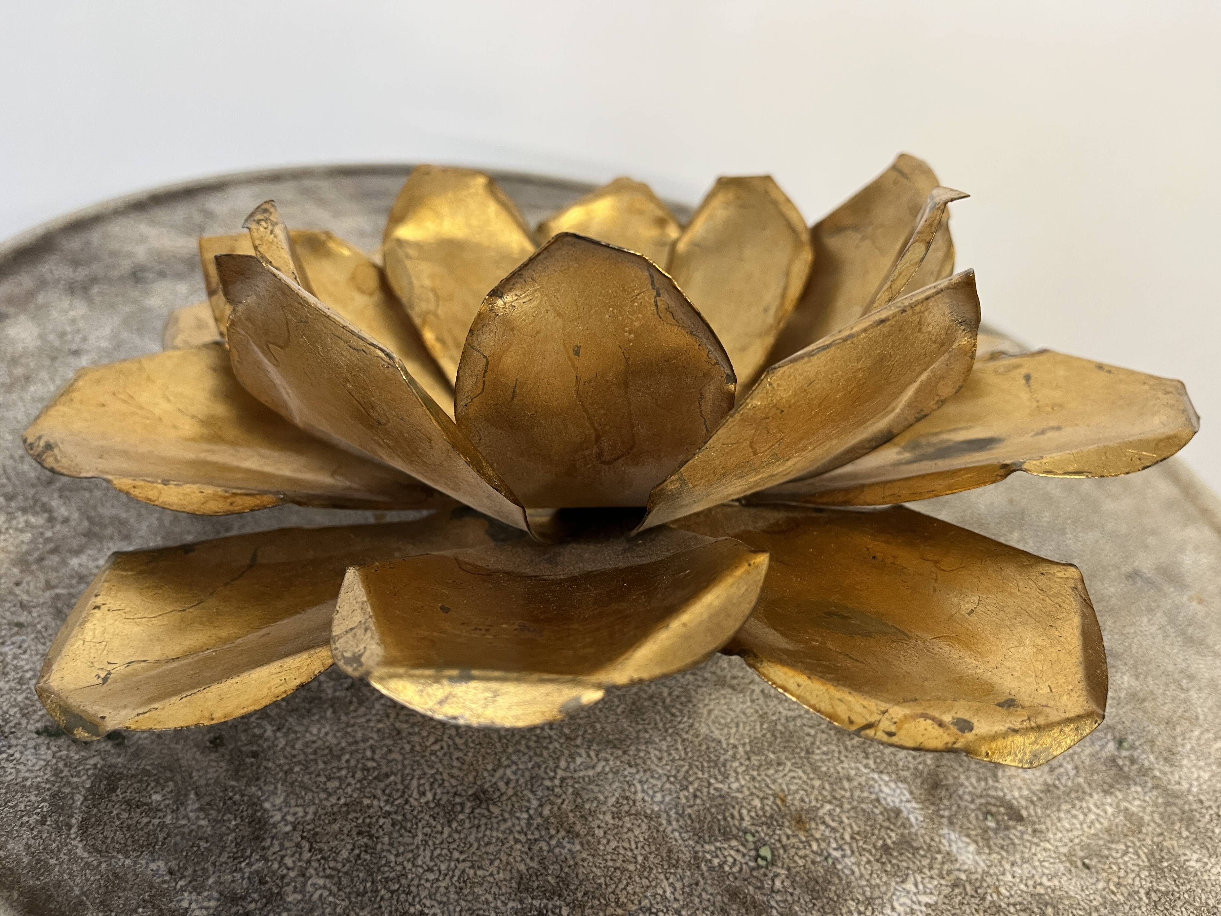 70s gold lotus wall light