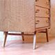 Commode vintage rénovée pieds compas bois clair doré 1950 - 1960