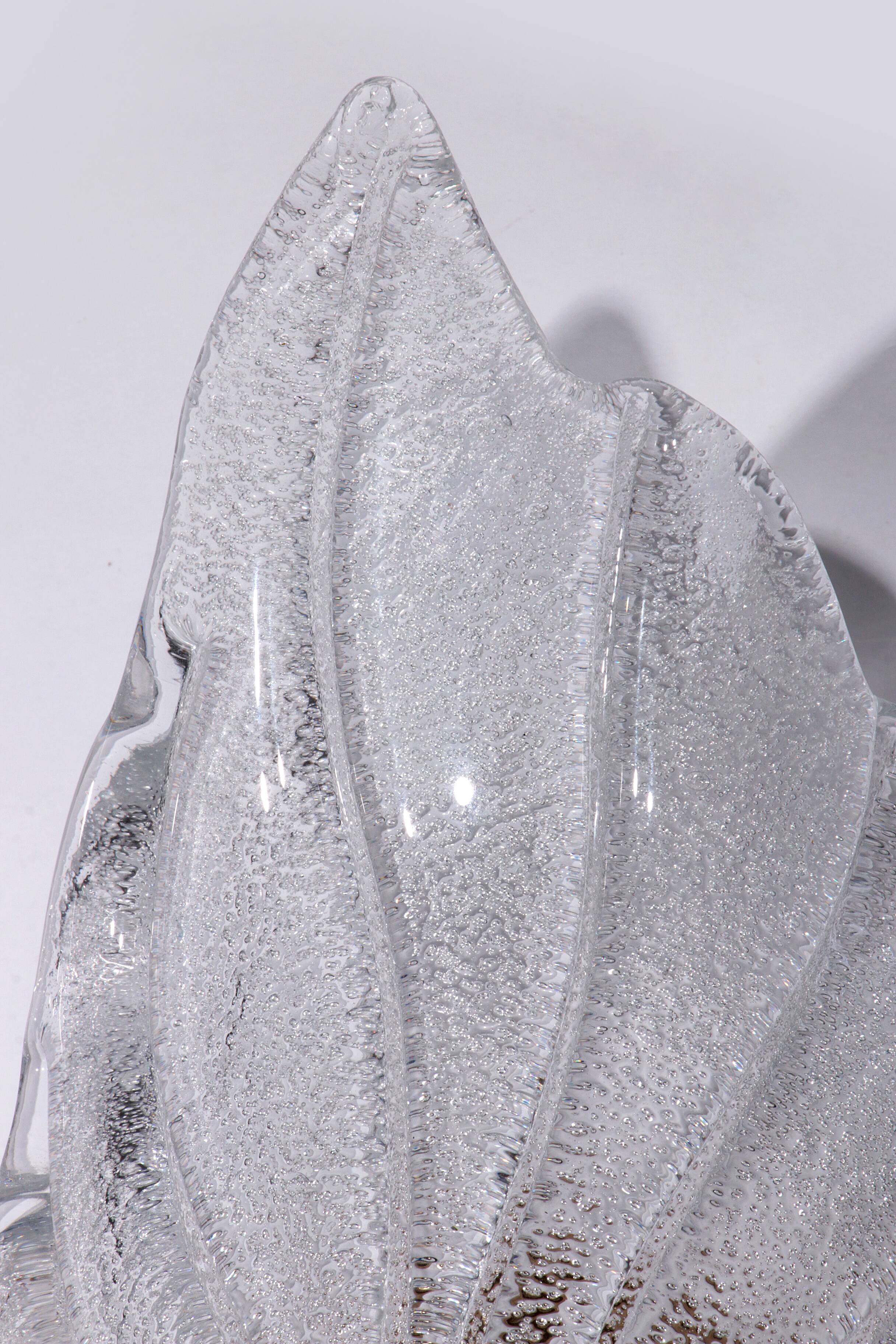 Vintage Murano glass wall lamp leaf shape set of 2 - Italy 1970