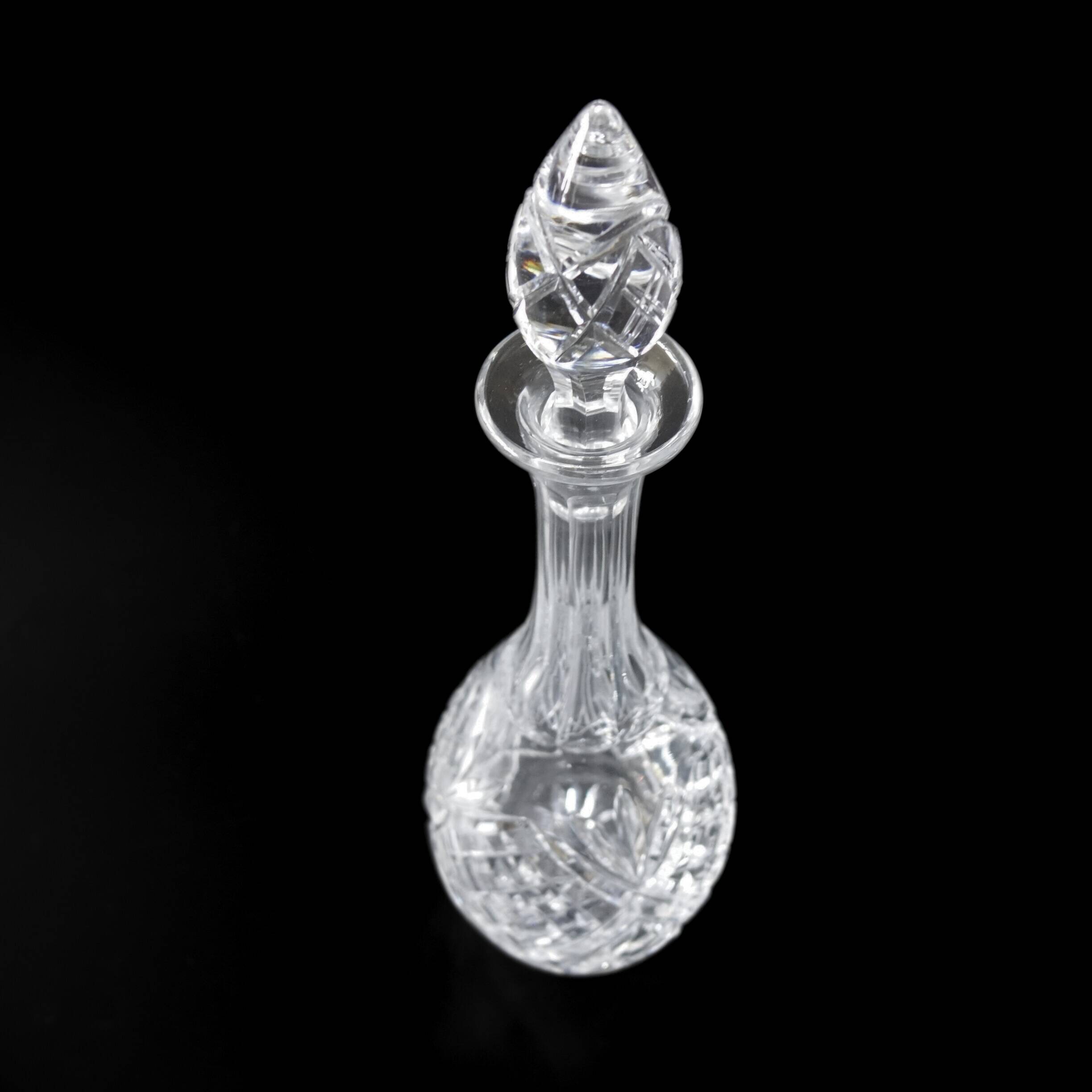 Antique Crystal high Decanter with original Lid with debossed pattern from Sweden early 1900s