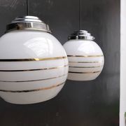 Pair of opaline pendant lights