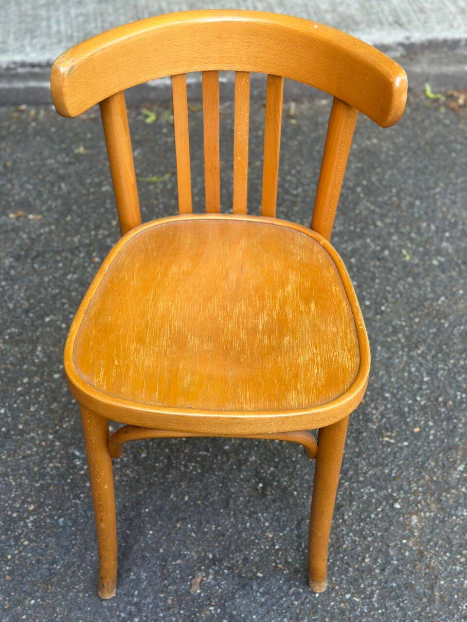 1960s light wood bistro chair signed