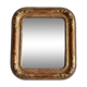 Miroir Louis-Philippe en bois et stuc doré à décor floral, XIXe, 43 x 38 cm
