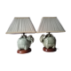 Duo de lampes éléphant en ceramique